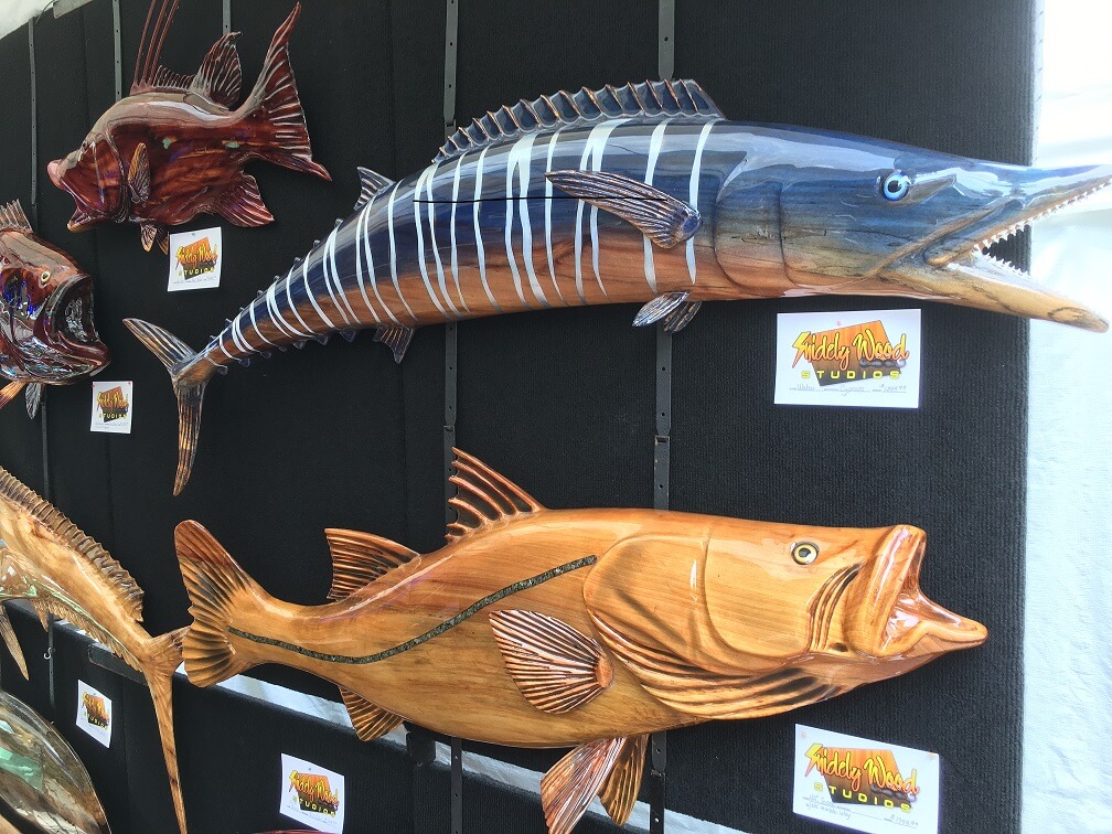 55 Bald Cypress Wood Wahoo Fish Carving