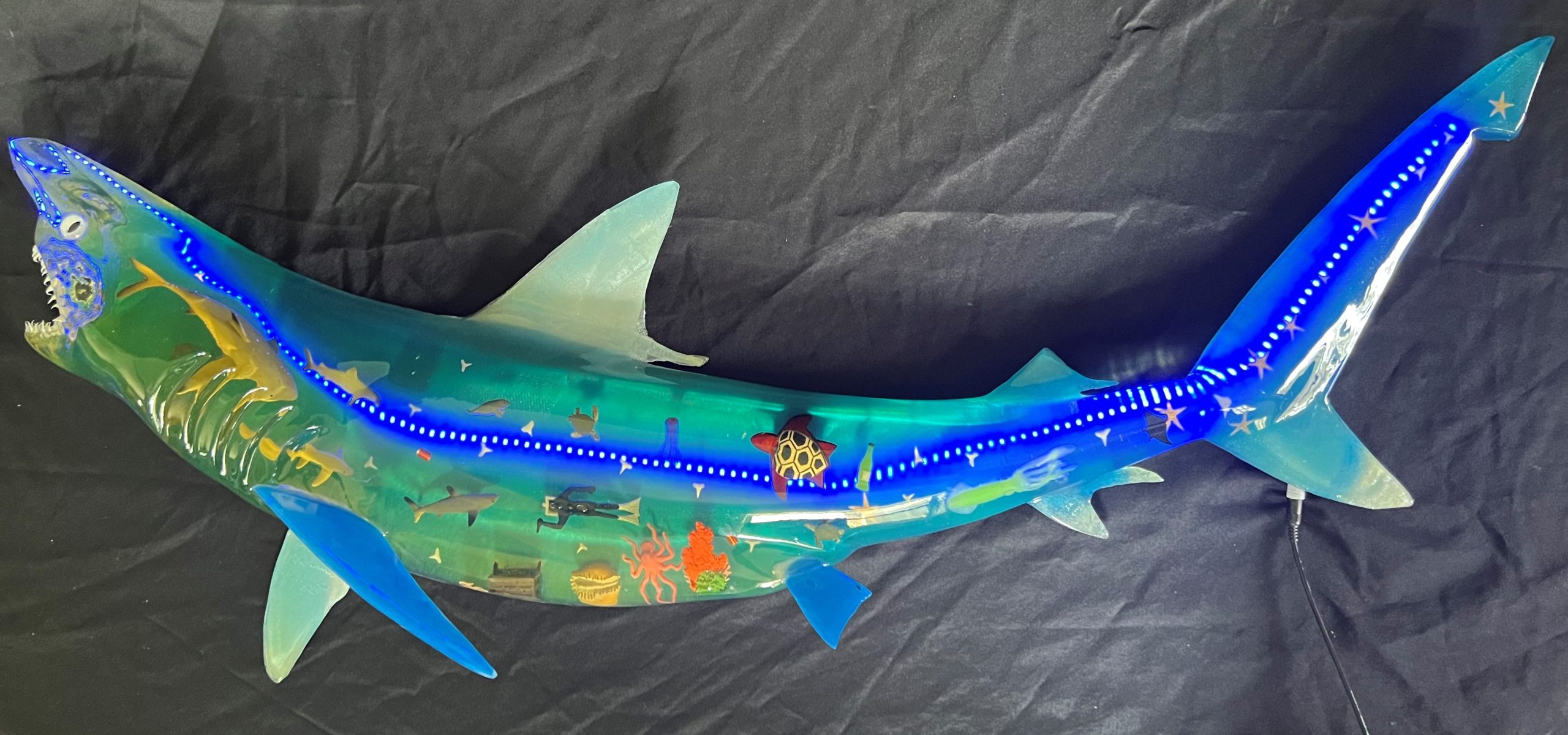 LED Light Up Multimedia Shark Wall Sculpture