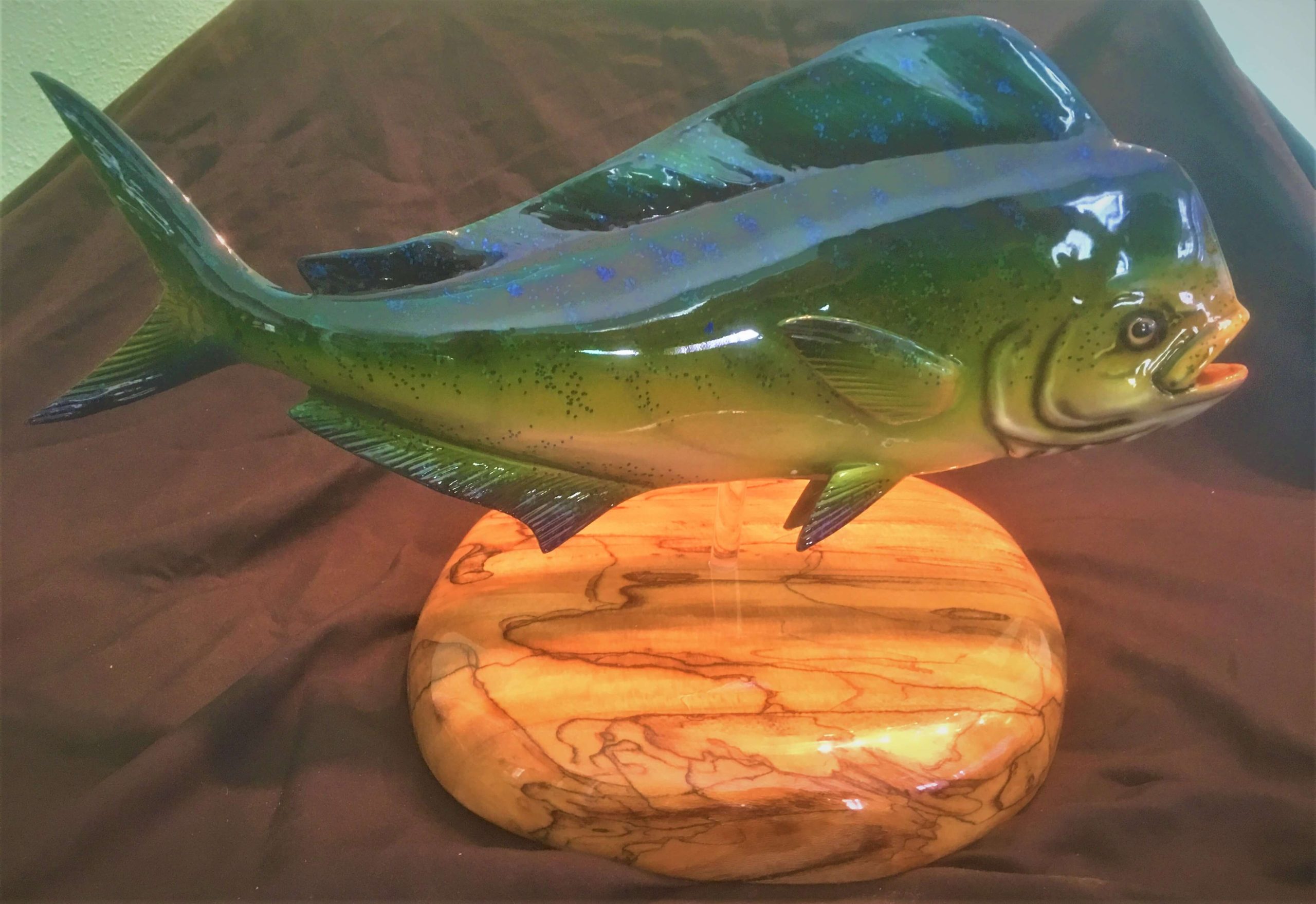 Full Mount Mahi/Dorado/Dolphin Fish Wood Trophy Carving/Sculpture