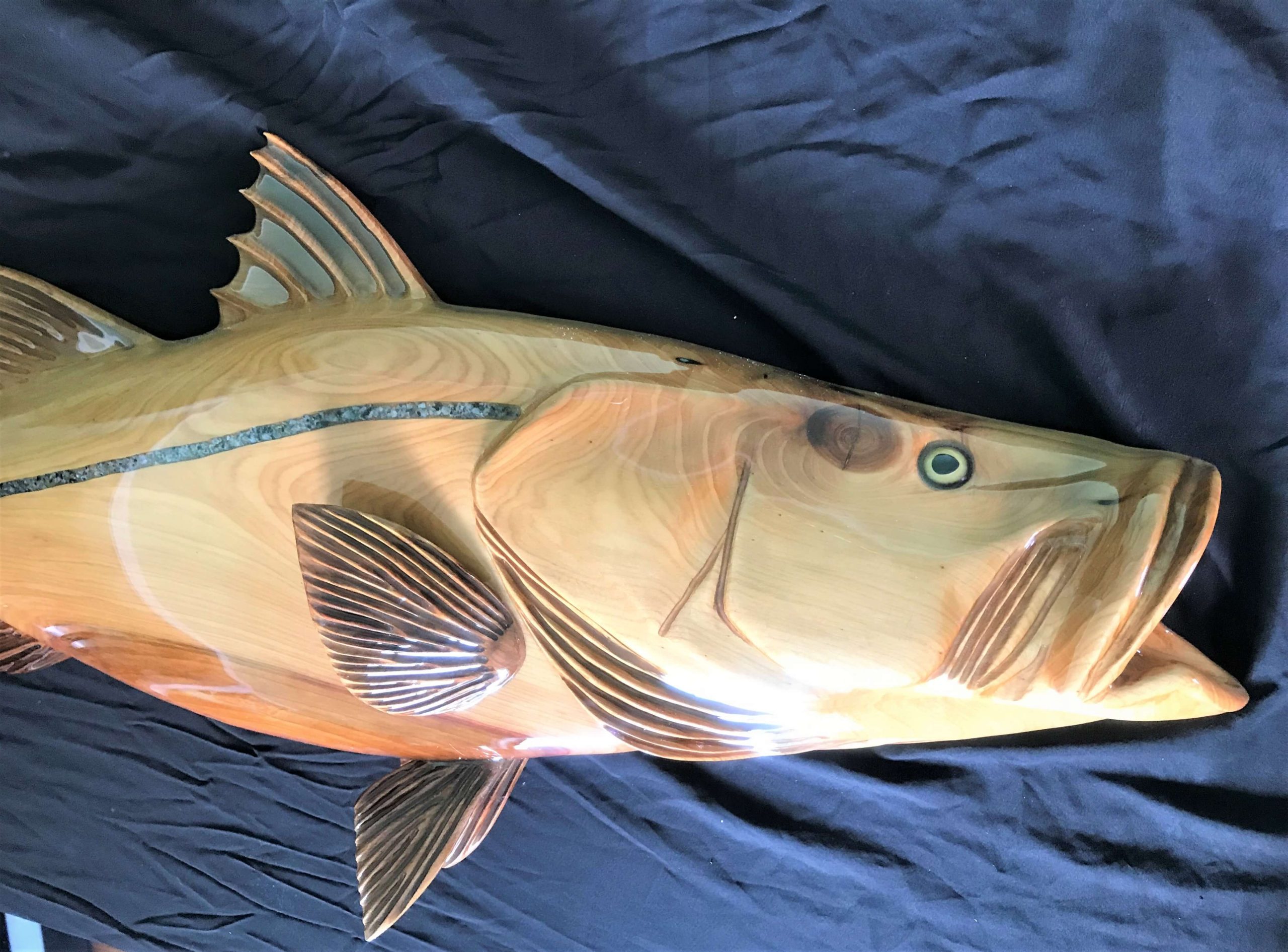 Red Cypress Wood Snook Fish Carving