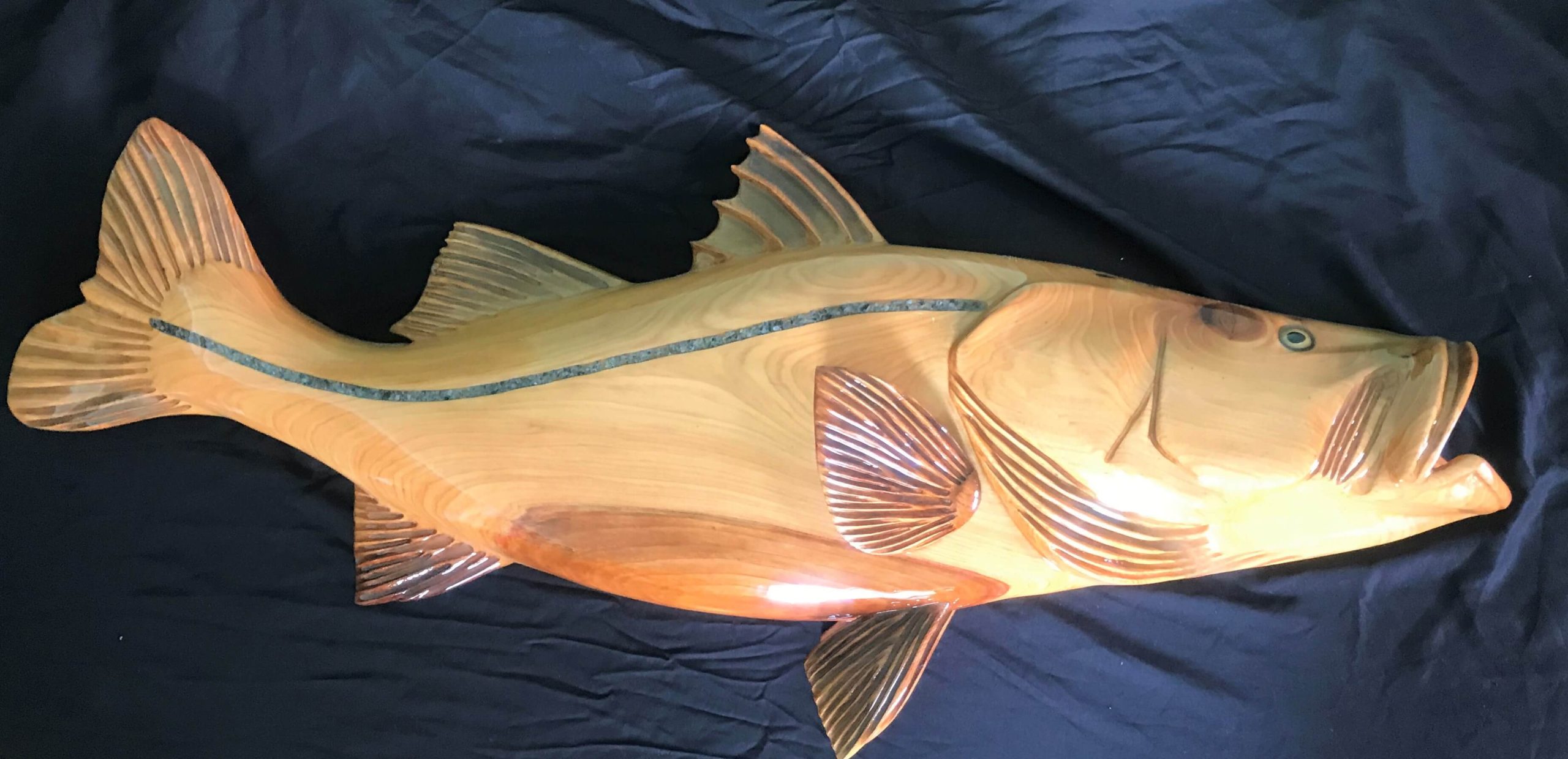 Red Cypress Wood Snook Fish Carving