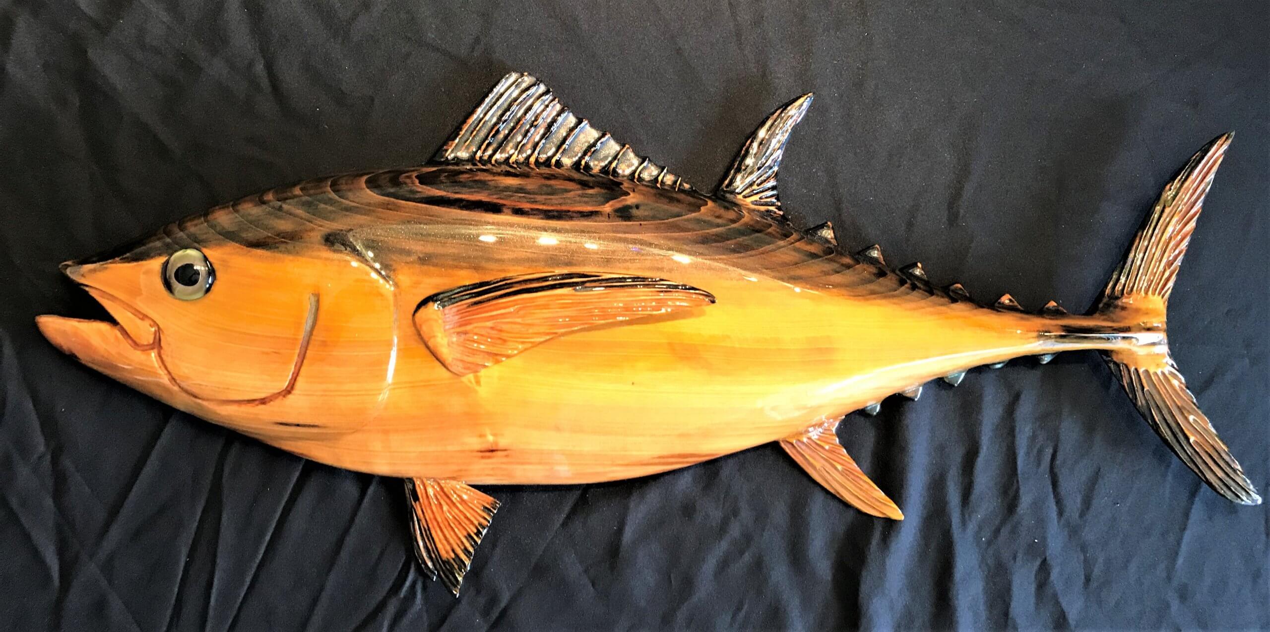 Camphor Wood Black Fin Tuna Fish Sculpture/Carving