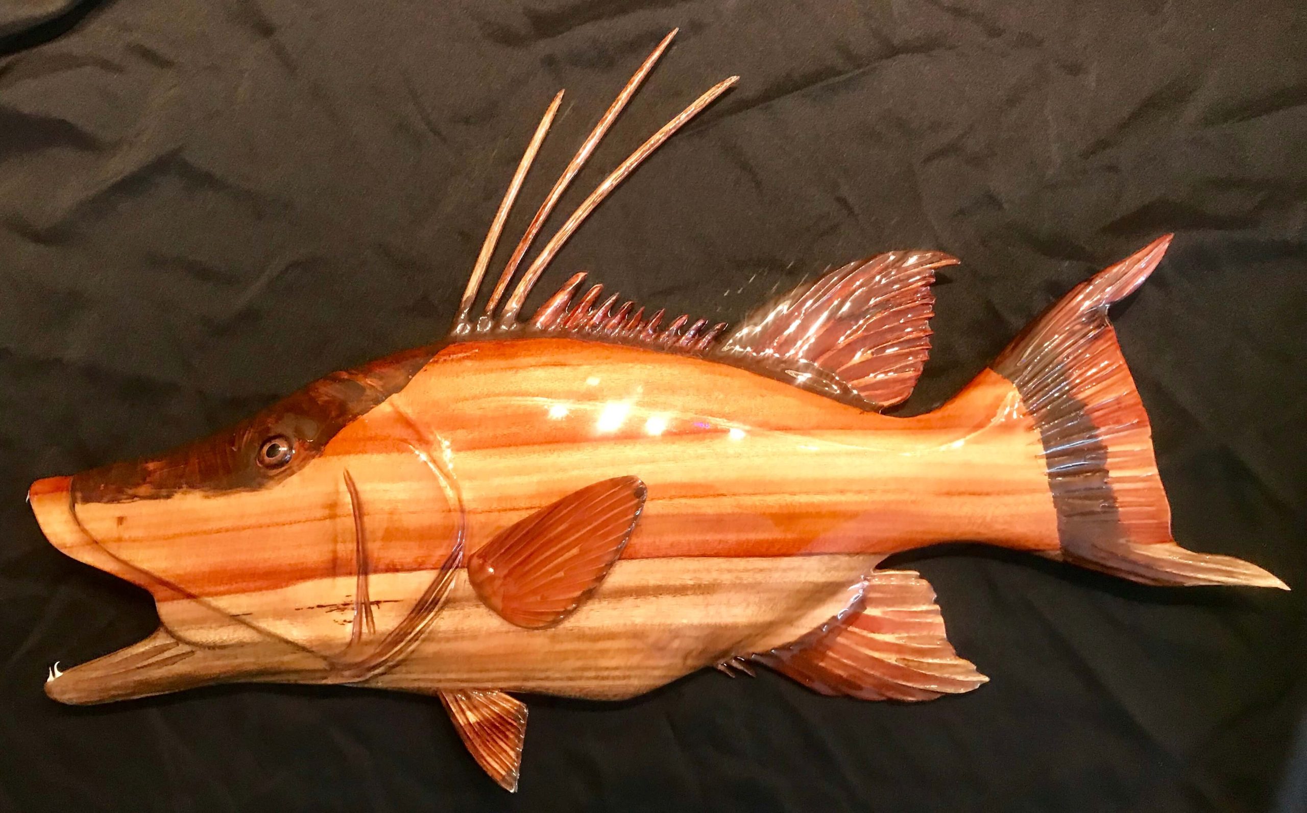 Camphor Wood Hog Fish Sculpture/Carving