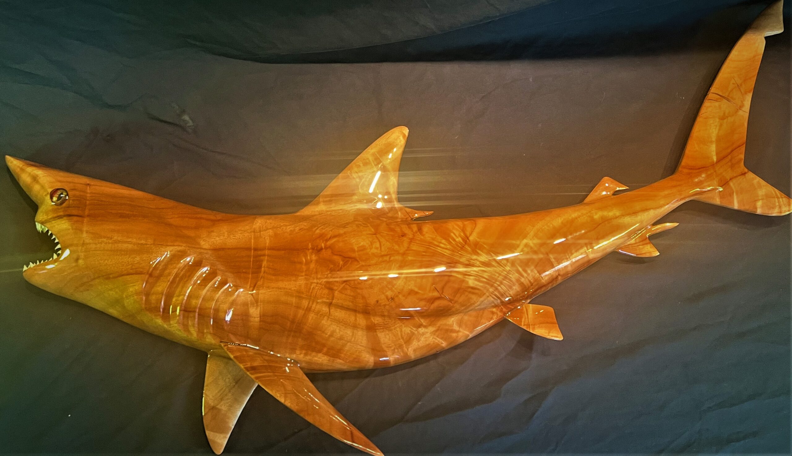 Life Like and Life Size Mako Shark Camphor Wood Wall Sculpture/Carving