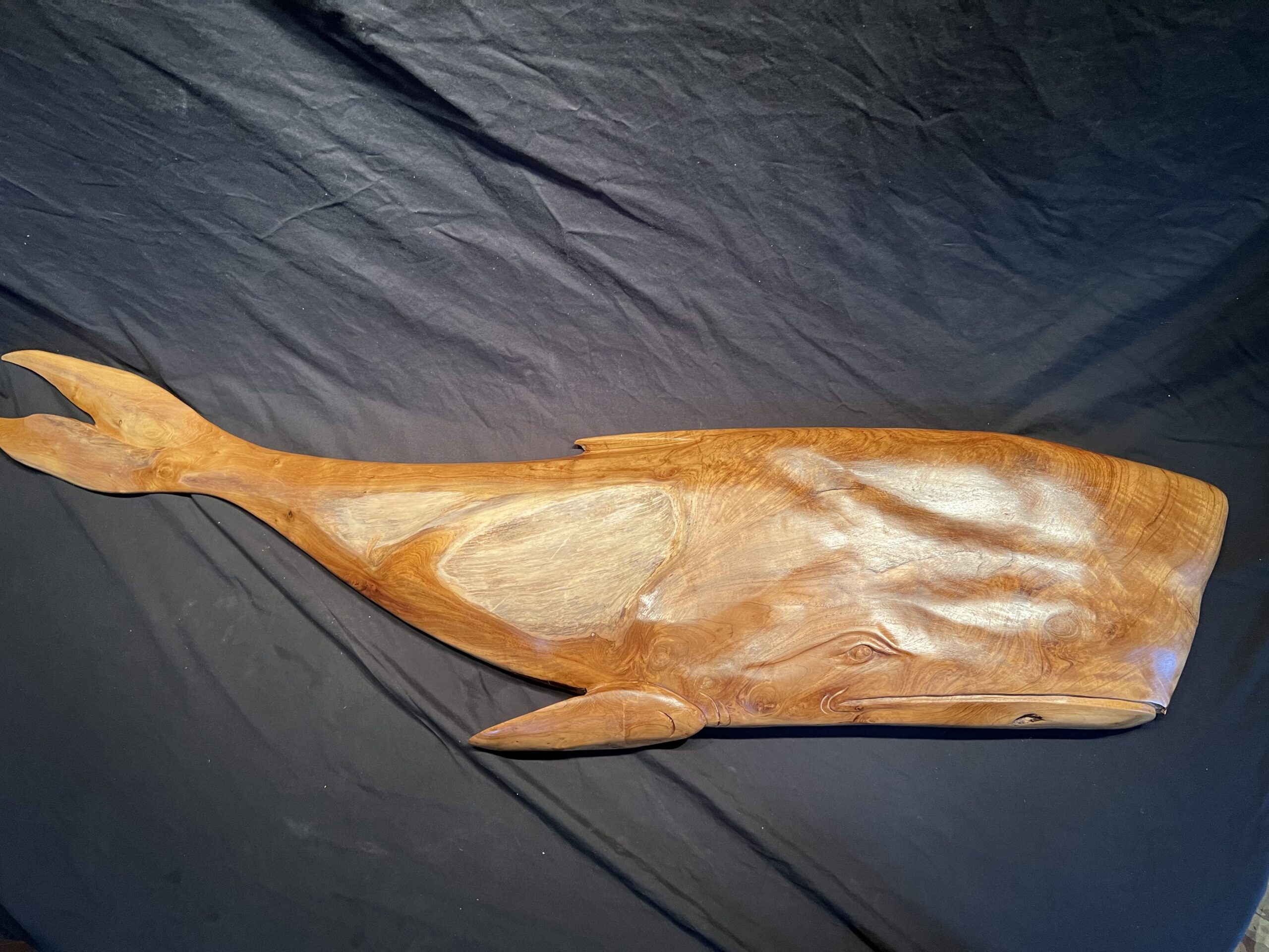 Teak Wood Abstract Whale Wall Sculpture/Carving