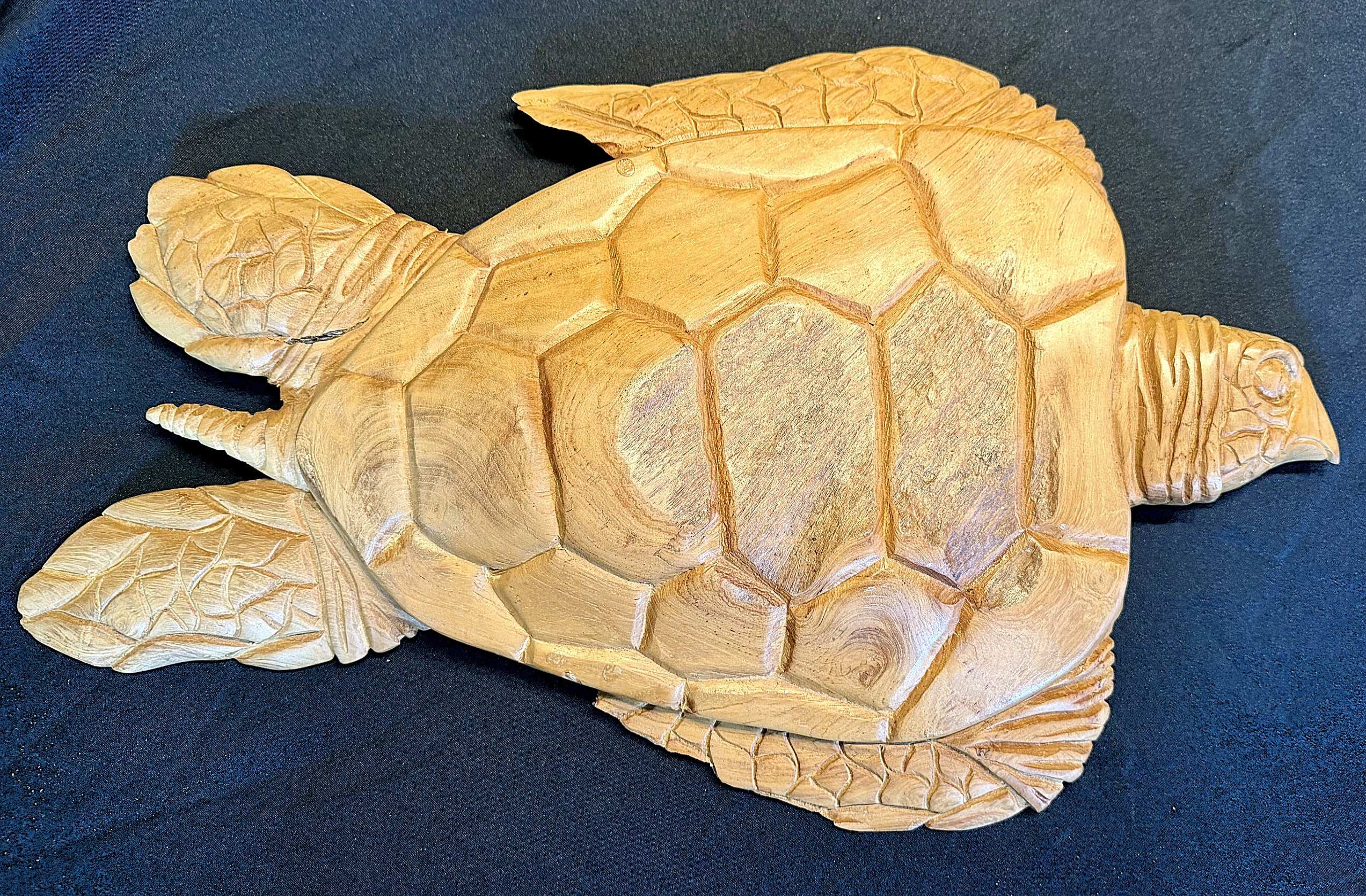 Teak Wood Hand Carved Logger Head Sea Turtle Wall Sculpture/Carvung