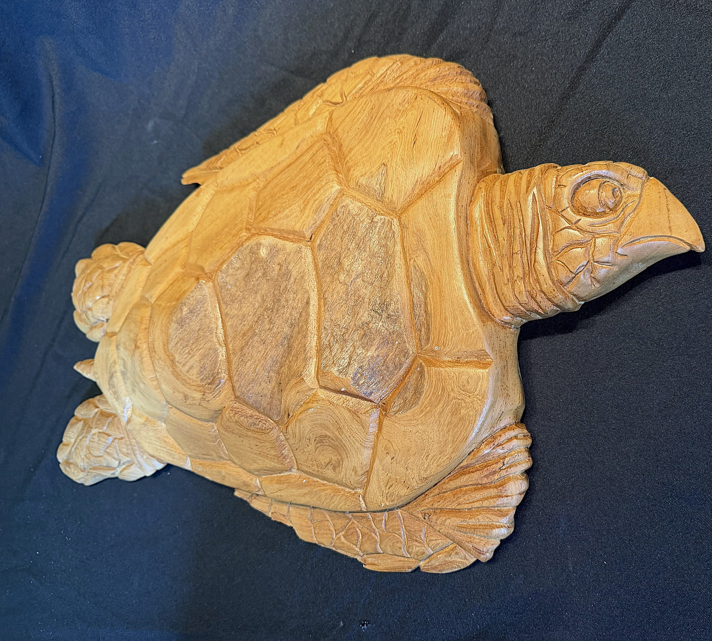 Teak Wood Hand Carved Logger Head Sea Turtle Wall Sculpture/Carvung