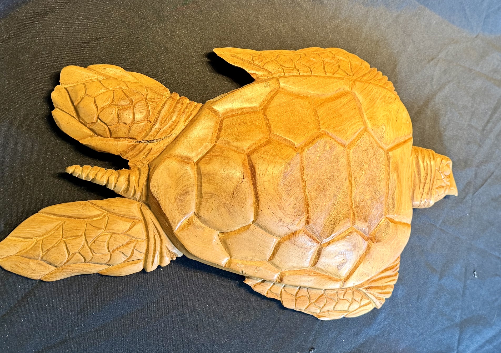 Teak Wood Hand Carved Logger Head Sea Turtle Wall Sculpture/Carvung