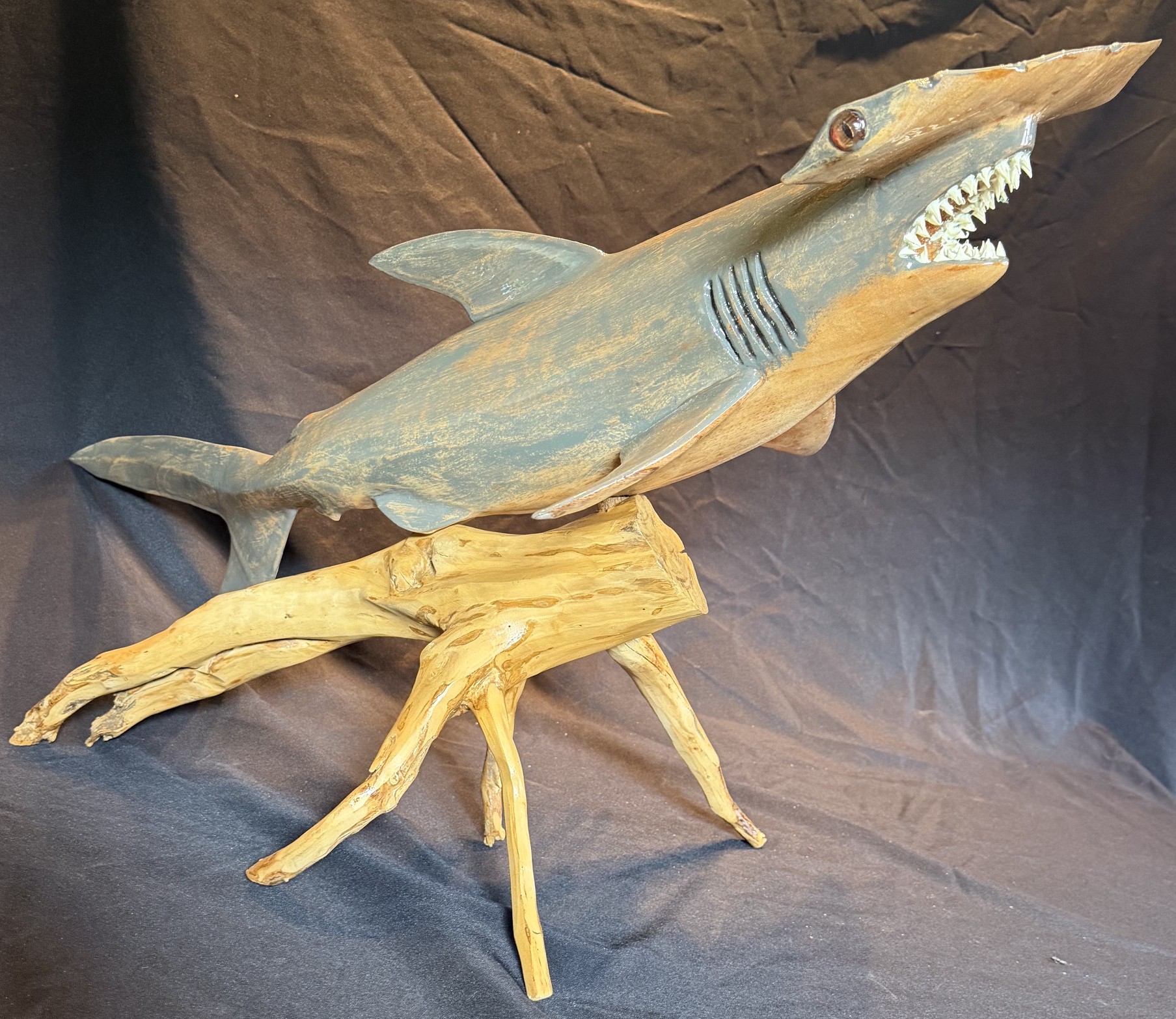 Life Like Hammer Head Shark Oak Wood Wall Sculpture/Carving (Copy)